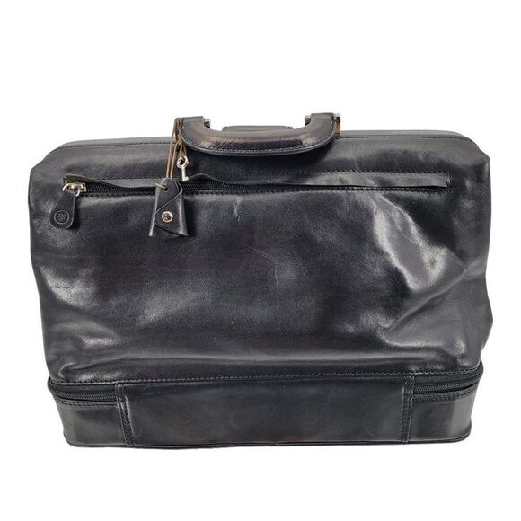 Maxwell Scott Authentic Leather‎ Doctor Bag Black Handmade Italy Key Lock Large - Picture 2 of 9